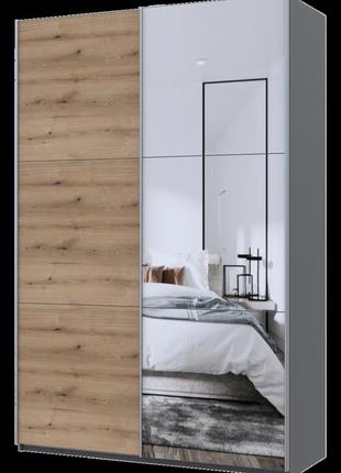 Шкаф купе doros g-caiser графит дуб евок 1 дсп / 1 зеркало 160х60х240 (42005072)