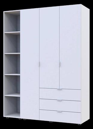 Шафа для одягу в спальню гелар біла 154.4х49.5х203.4 двостулковий гардероб для спальні шафи етажерка