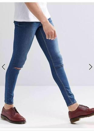 Сині джинси скіні з розрізами cheap monday6 фото