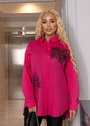 Жіноча котонова сорочка вільного крою (великі розміри батал)