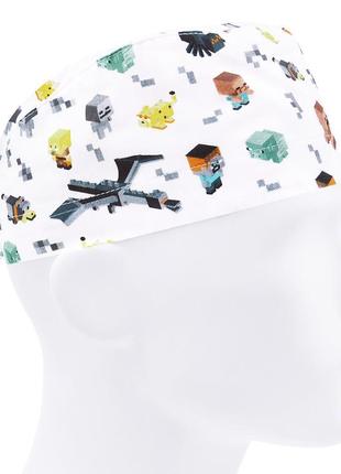 Медична шапочка чоловіча тканинна бавовняна багаторазова принт майнкрафт