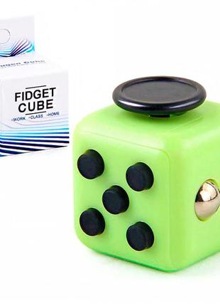 Кубик антистрес fidget cube (зелений з чорним)