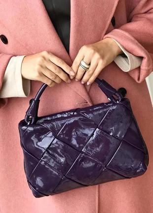 Женская плетеная лаковая сумка polina & eiterou6 фото
