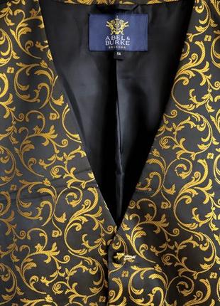 Готичка чоловіча жилетка чорна з золотим візерунком готика ретро стімпанк вінтаж 54 3xl xxxl8 фото