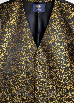 Готичка чоловіча жилетка чорна з золотим візерунком готика ретро стімпанк вінтаж 54 3xl xxxl9 фото