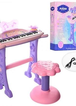 Дитячий синтезатор піаніно limo toy 6613 на ніжках, зі стільчиком, мікрофон, 37 клавіш
