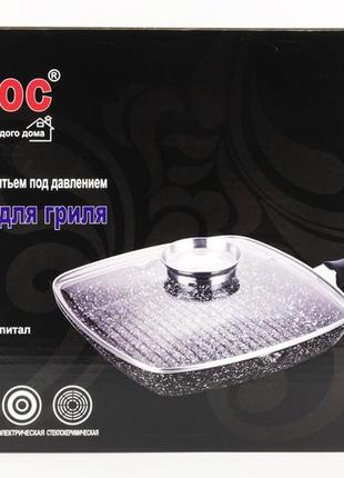 Сковорода-гриль з мармуровим покриттям  24х24 см2 фото