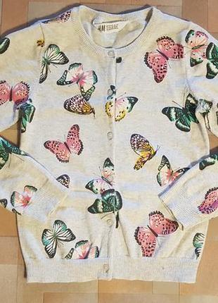 Кардиган метелика, кофта, светр на ґудзиках h&amp;m до школи 6-8 років 122/128 см5 фото