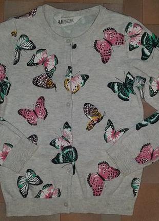 Кардиган метелика, кофта, светр на ґудзиках h&amp;m до школи 6-8 років 122/128 см2 фото