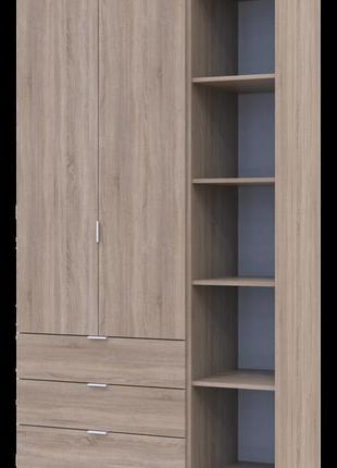 Шкаф для одежды с этажеркой гелар дуб сонома 115.7х49.5х203.4 распашной гардероб для спальни шкафы комплект