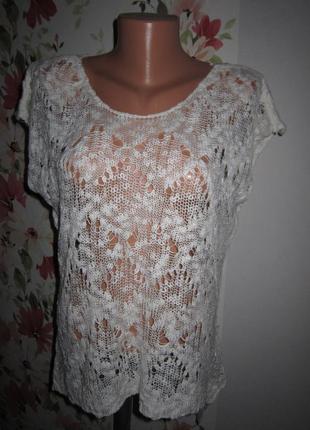 В'язана біла блуза павутинка