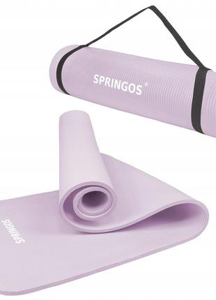 Килимок (мат) для йоги та фітнесу springos nbr 1 см yg0038 purple poland6 фото