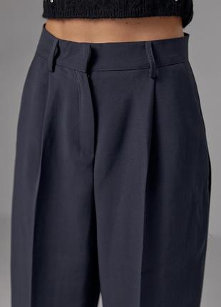Классические брюки со стрелками прямого кроя - темно-серый цвет, s (есть размеры)4 фото