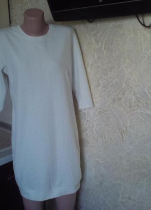 # біле стильне трикотажне платтячко\туніка#2 фото