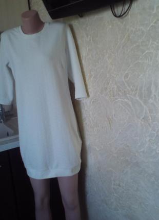 # біле стильне трикотажне платтячко\туніка#3 фото