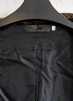 Женский винтажный длинный пиджак жакет темно-синий с золотом плечиками пейсли готика стимпанк 52 2xl10 фото