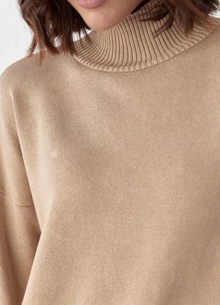 Женский свитер в технике тай-дай - светло-коричневый цвет, l (есть размеры)4 фото