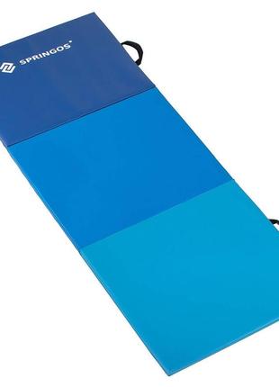 Мат гімнастичний складаний springos 180 x 60 x 5.5 см fa0063 blue poland5 фото