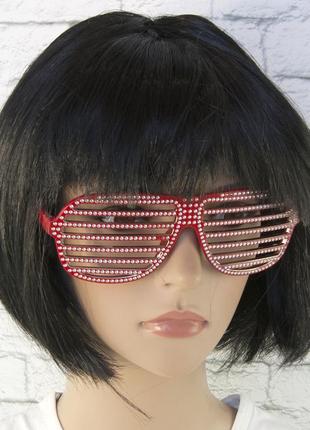 Окуляри жалюзі зі стразами (червоні)