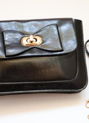 Женская маленькая сумочка сумка кросс-боди через плечо черная мини клатч