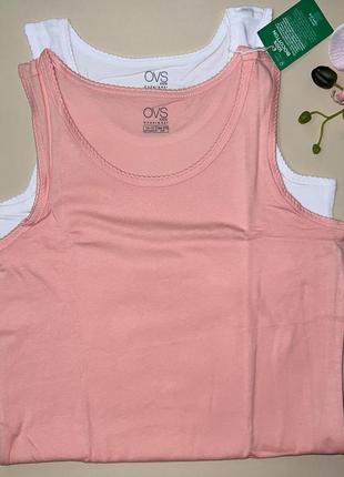 Набор маек белого / персикового цвета (2 шт) 100% хлопок размер:  ✔ 164/170 цена: 240 грн.