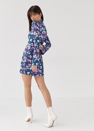 Сукня міні розширеного силуету з квітковим принтом top20ty — фіолетовий колір, s (є розміри)2 фото