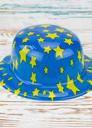 Шляпа котелок пластиковая с принтом звездочки 12666