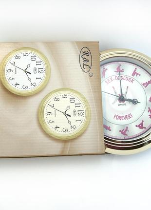 Настінний годинник камасутра маленькі (золотий з рожевим)3 фото