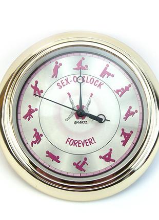Настінний годинник камасутра маленькі (золотий з рожевим)1 фото