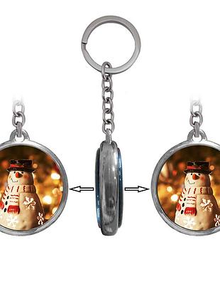 Брелок 6973 объемный снеговик красный