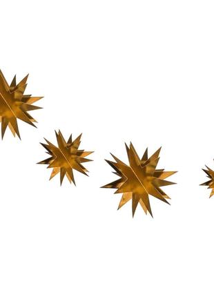 Праздничная гирлянда 3d звезды (фольга золото)3 фото