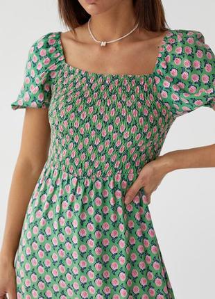 Женское длинное платье с эластичным поясом fame istanbul - зеленый цвет, s (есть размеры)4 фото