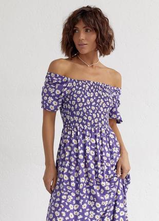 Довге жіноче плаття з еластичною талією й оборкою esperi — фіолетовий колір, s (є розміри)3 фото