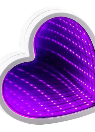 Светильник бесконечность с usb сердце (малиновый)