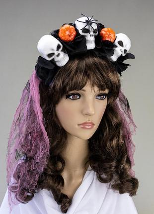 Прикраса на голову хелловін катріна 12889 (рожевий)