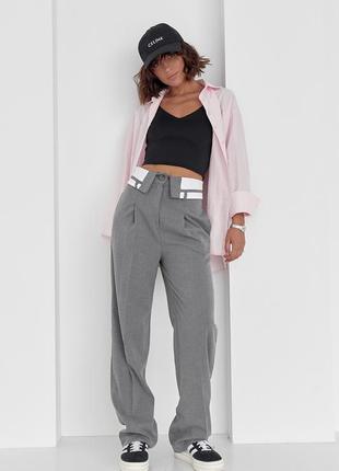 Жіночі штани-палацо зі стрілками — сірий колір, xl (є розміри)7 фото