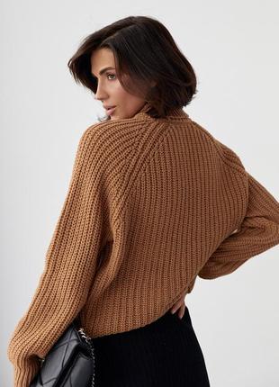 Женский свитер с рукавами-регланами - коричневый цвет, l (есть размеры)2 фото
