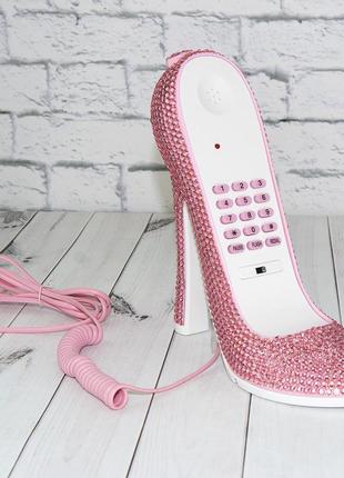 Телефон туфелька з стразами (рожевий)