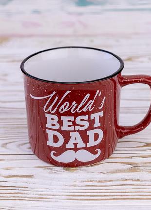 Кружка для папы лучший папа в мире -  world's best dad 400 мл 12718 (красный)