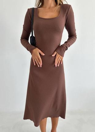 Женское длинное платье в обтяжку стильное модное подчеркивает фигуру шнуровка длинный рукав в рубчик черный10 фото