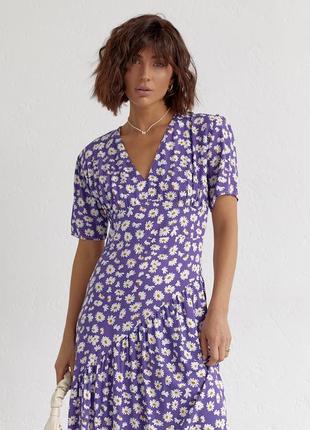 Платье летнее с цветочным принтом esperi - фиолетовый цвет, s (есть размеры)3 фото