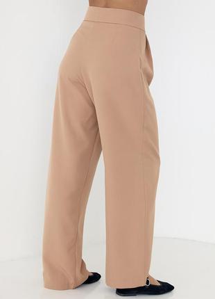 Прямые женские брюки с высокой посадкой - кофейный цвет, l (есть размеры)2 фото