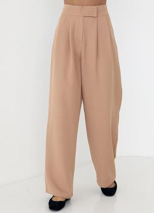 Прямые женские брюки с высокой посадкой - кофейный цвет, l (есть размеры)