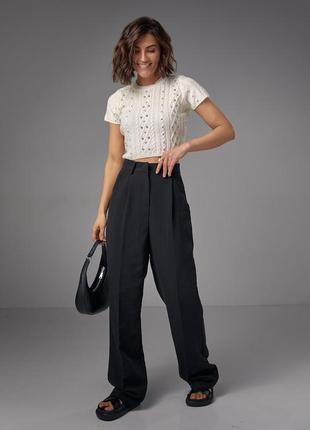 Классические брюки со стрелками прямого кроя - черный цвет, l (есть размеры)6 фото