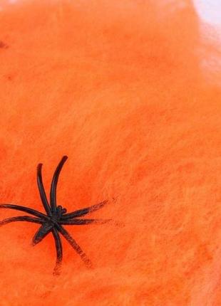 Паутина с пауками (20гр) оранжевая3 фото
