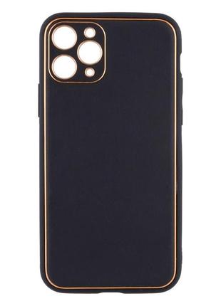 Чехол для iphone 11 pro leather gold with frame without logo цвет 1 black