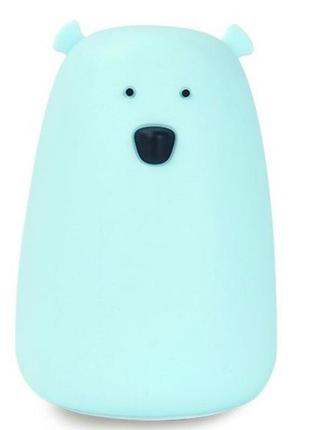 Силиконовый сенсорный ночник led медвежонок (голубой)