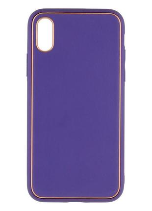 Чехол для iphone x для iphone xs leather gold with frame without logo цвет 14 navy blue8 фото