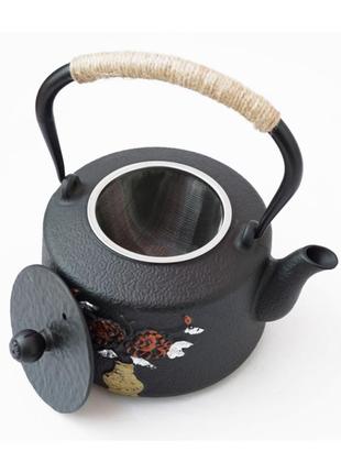Чайник чугунный тецубин, чайник из ситом, заварник из ситом, чугунный заварник, тецубин из ситом2 фото