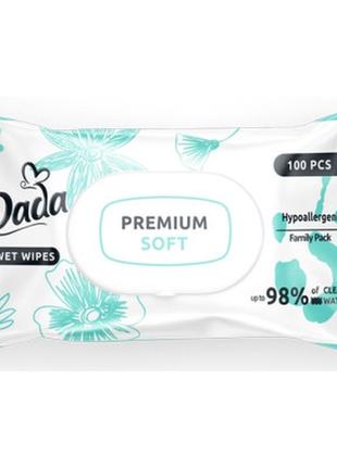 Дитячі вологі серветки dada premium soft, с клапаном, 100 шт (4823071659757)